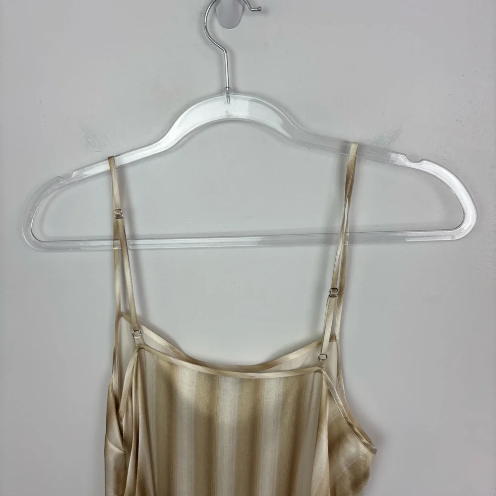 Madewell Silk Midi Slip Dress Faded Khaki Stripe Size 8